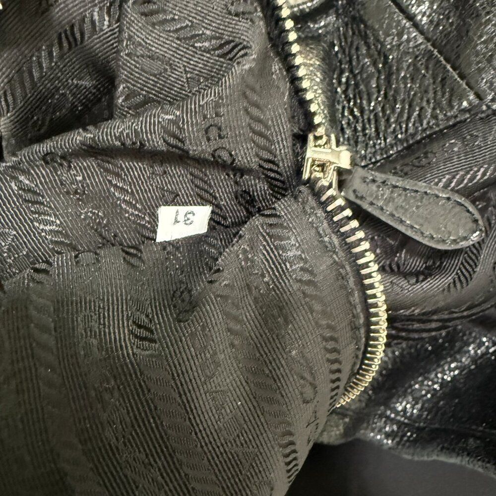 Prada Cervo Lux Chain Large Black Leather Tote - Picture 15 of 16